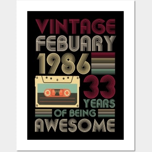 vintage february 1986 33 years gift Posters and Art